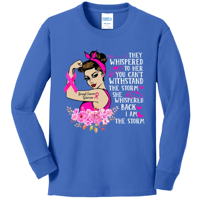 Im The Storm Strong Women Breast Cancer Warrior Pink Ribbon Kids Long Sleeve Shirt