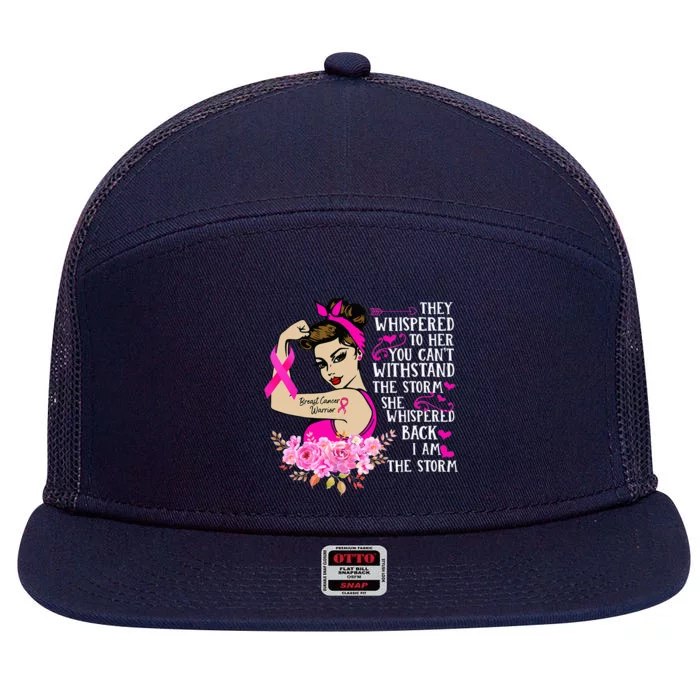 Im The Storm Strong Women Breast Cancer Warrior Pink Ribbon 7 Panel Mesh Trucker Snapback Hat