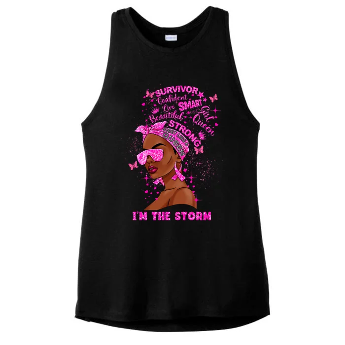 I'm The Storm Black Melanin Breast Cancer Warrior Pink Cool Gift Ladies Tri-Blend Wicking Tank