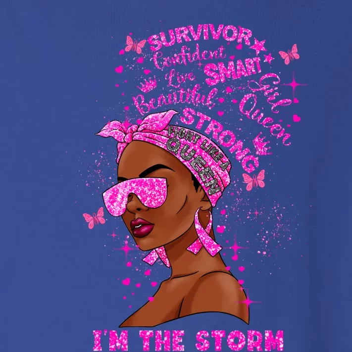 I'm The Storm Black Melanin Breast Cancer Warrior Pink Cool Gift Toddler Long Sleeve Shirt