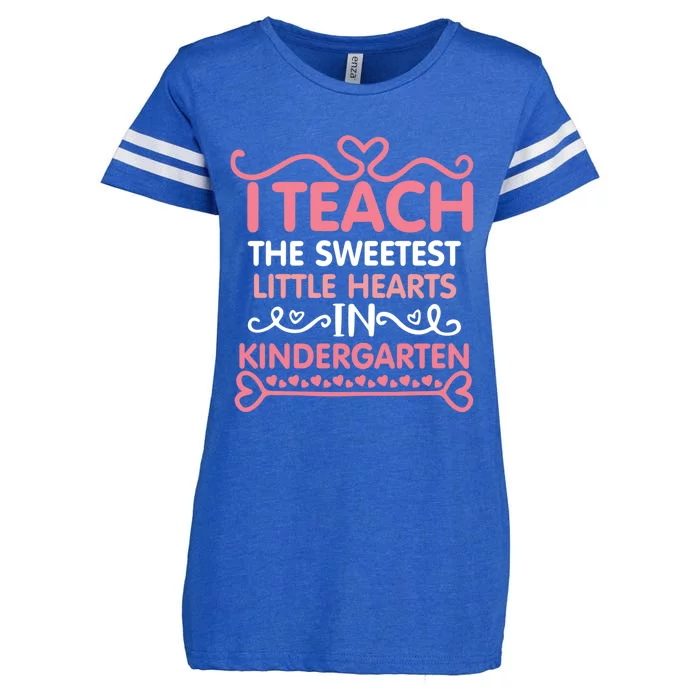 I Teach Sweetest Hearts In Kindergarten Teacher Valentines Gift Enza Ladies Jersey Football T-Shirt