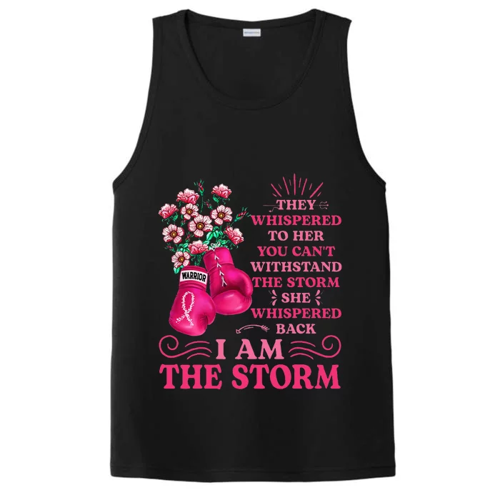 Im The Storm Boxing Warrior Pink Ribbon Women Breast Cancer Performance Tank