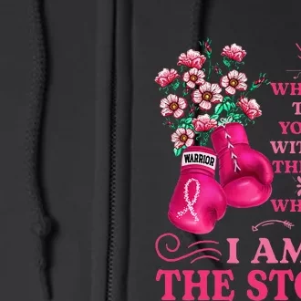 Im The Storm Boxing Warrior Pink Ribbon Women Breast Cancer Full Zip Hoodie