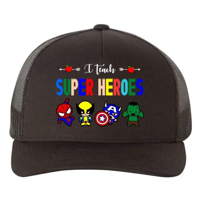 I Teacher Super Heroes Cute Superhero Characters Yupoong Adult 5-Panel Trucker Hat