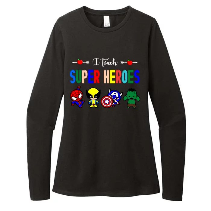 I Teacher Super Heroes Cute Superhero Characters Womens CVC Long Sleeve Shirt