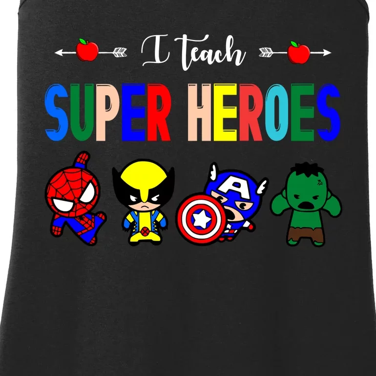 I Teacher Super Heroes Cute Superhero Characters Ladies Essential Tank