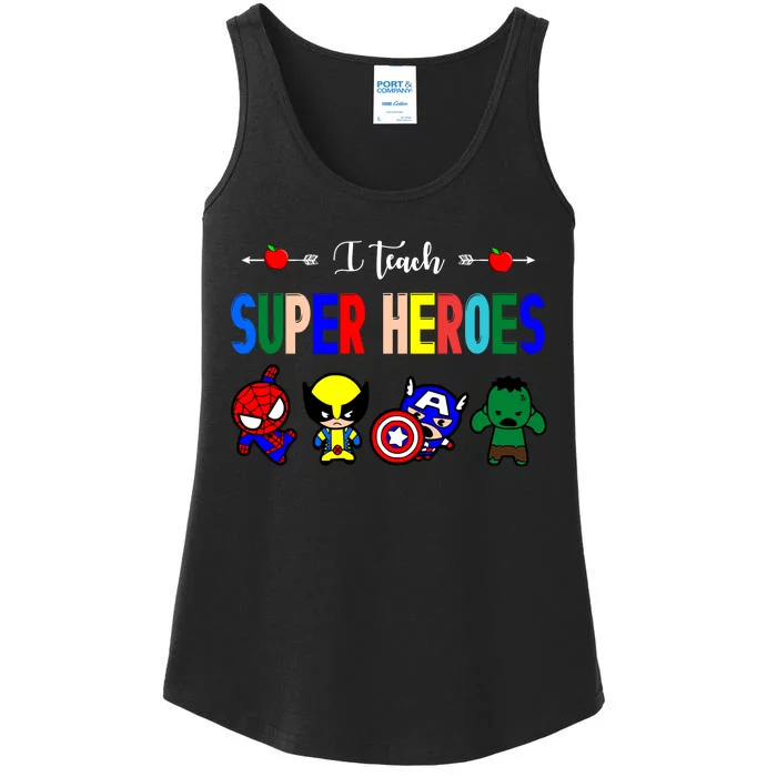 I Teacher Super Heroes Cute Superhero Characters Ladies Essential Tank