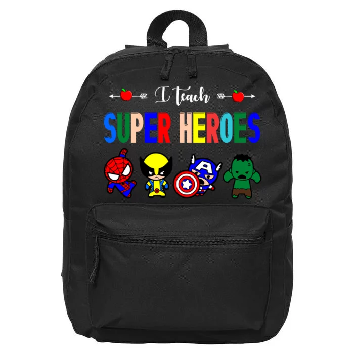 I Teacher Super Heroes Cute Superhero Characters 16 in Basic Backpack