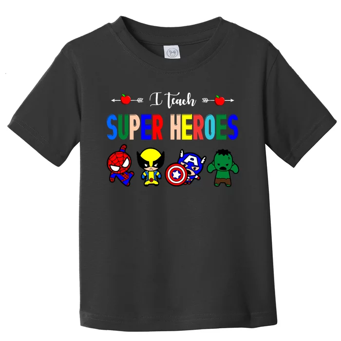 I Teacher Super Heroes Cute Superhero Characters Toddler T-Shirt