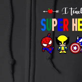 I Teacher Super Heroes Cute Superhero Characters Full Zip Hoodie