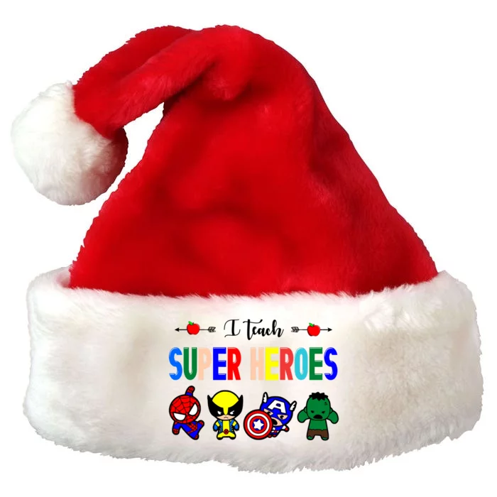 I Teacher Super Heroes Cute Superhero Characters Premium Christmas Santa Hat