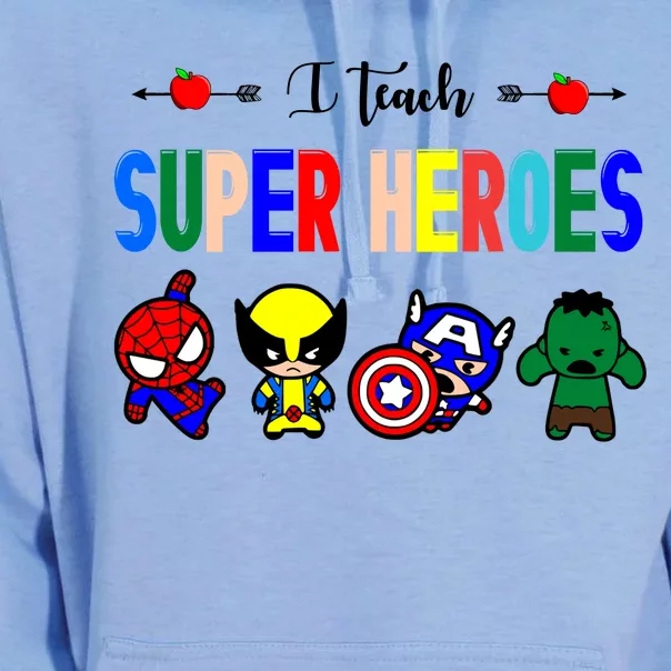 I Teacher Super Heroes Cute Superhero Characters Unisex Surf Hoodie