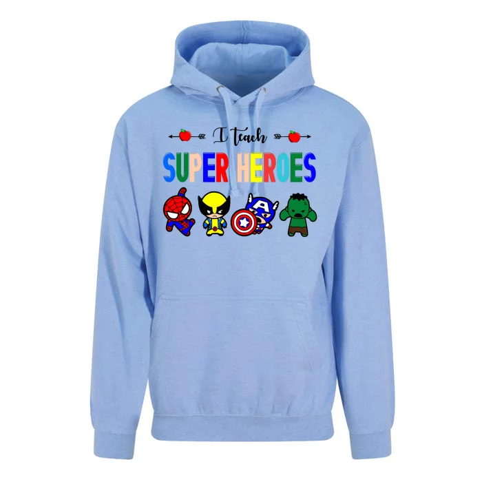 I Teacher Super Heroes Cute Superhero Characters Unisex Surf Hoodie