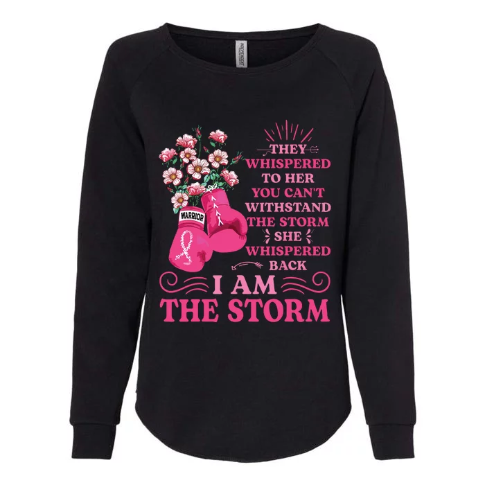 Im The Storm Boxing Warrior Pink Ribbon Breast Cancer Womens California Wash Sweatshirt