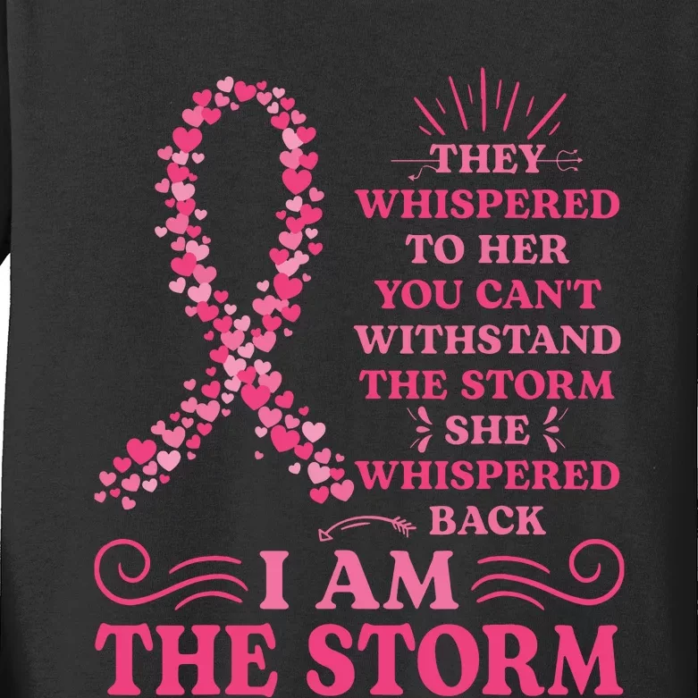 Im The Storm Warrior Pink Ribbon Breast Cancer Kids Long Sleeve Shirt