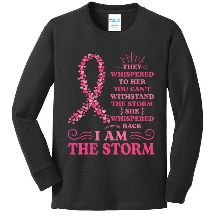 Im The Storm Warrior Pink Ribbon Breast Cancer Kids Long Sleeve Shirt