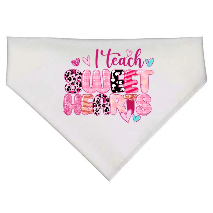 I Teach Sweethearts Teacher Valentine's Day Teacherlife Gift USA-Made Doggie Bandana