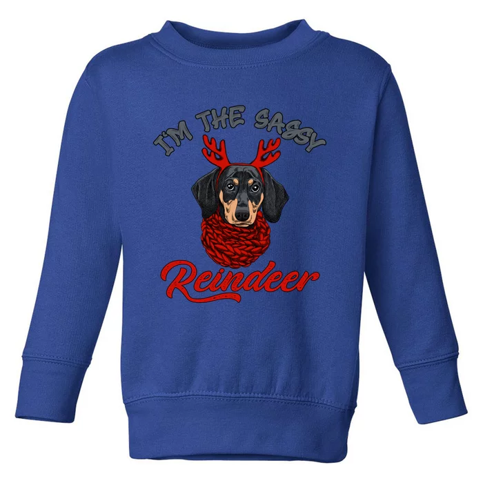 IM The Sassy Reindeer Dachshund Merry Christmas Pajamas Gift Toddler Sweatshirt