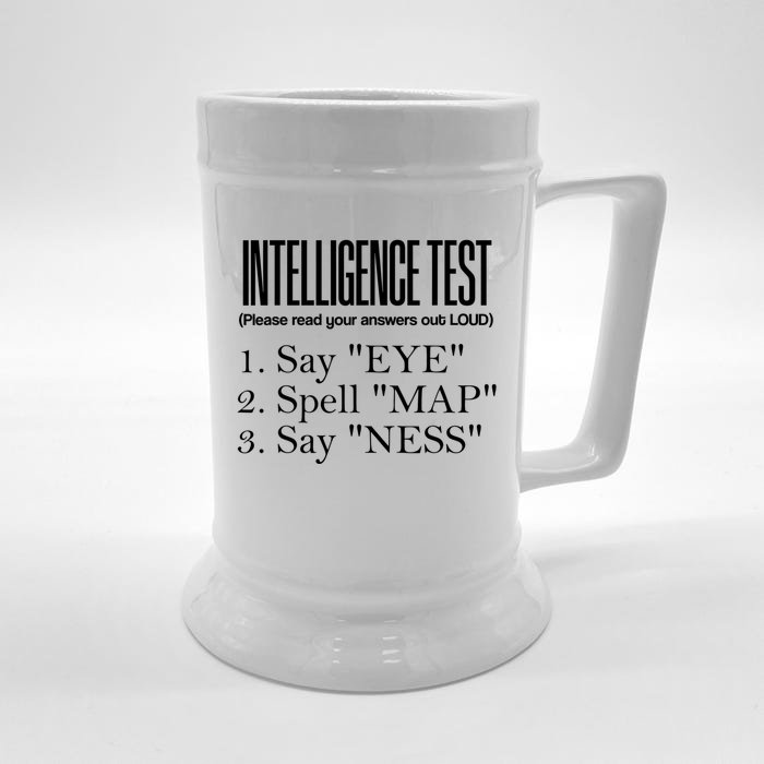 Intelligence Test Say Eye M A P Ness Funny Dad Joke Gifts Front & Back Beer Stein