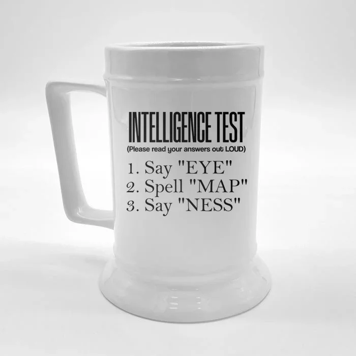 Intelligence Test Say Eye M A P Ness Funny Dad Joke Gifts Front & Back Beer Stein