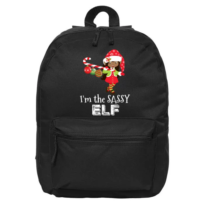 Im The Sassy Elf African American Christmas 16 in Basic Backpack