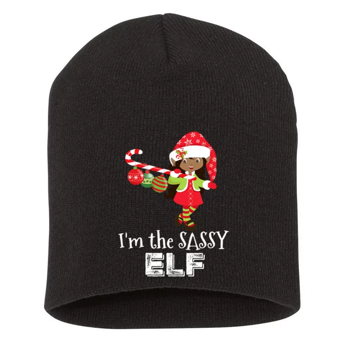 Im The Sassy Elf African American Christmas Short Acrylic Beanie