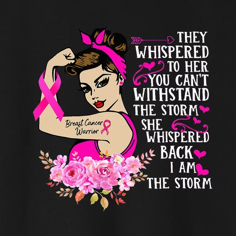 I'm The Storm Strong  Breast Cancer Warrior Pink Ribbon Women's Crop Top Tee