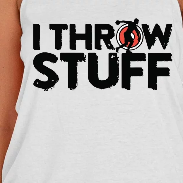 I Throw Stuff Shot Put Athlete Throwing Discus Track Field Women's Knotted Racerback Tank