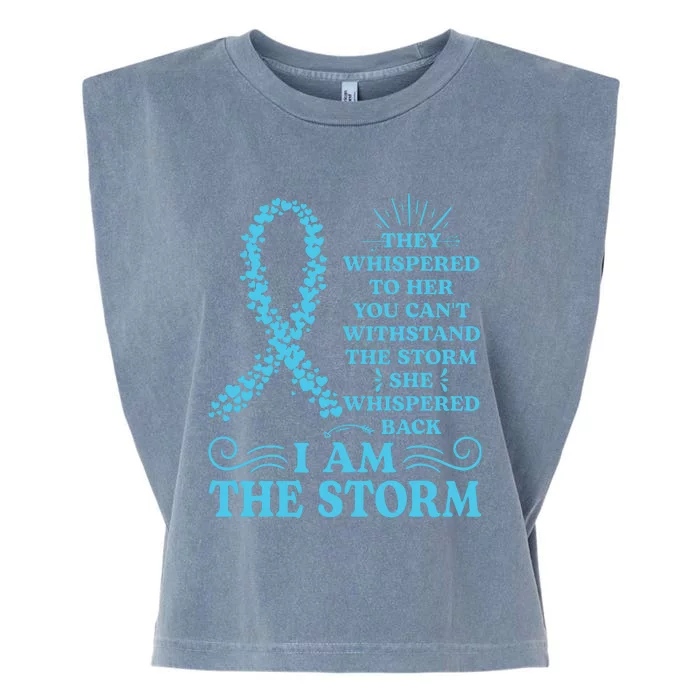 IM The Storm Warrior Teal Ribbon Women Ovarian Cancer Gift Garment-Dyed Women's Muscle Tee