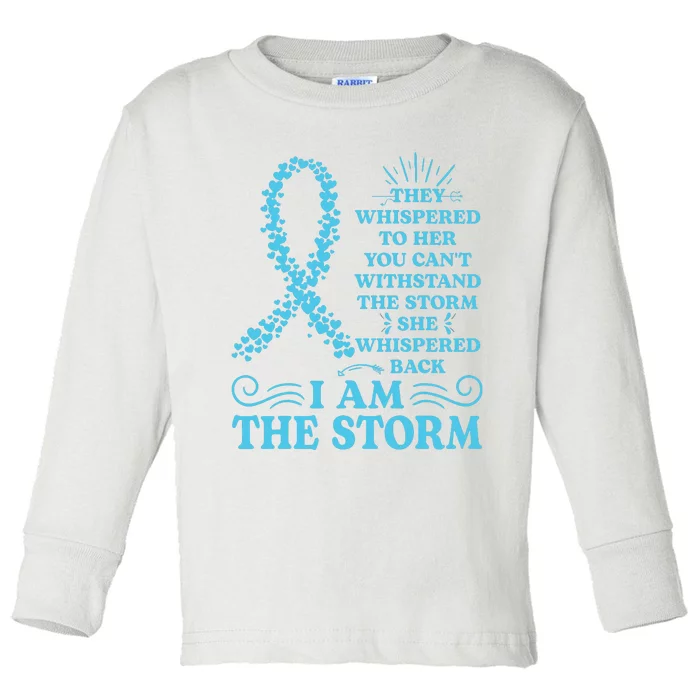 IM The Storm Warrior Teal Ribbon Women Ovarian Cancer Gift Toddler Long Sleeve Shirt