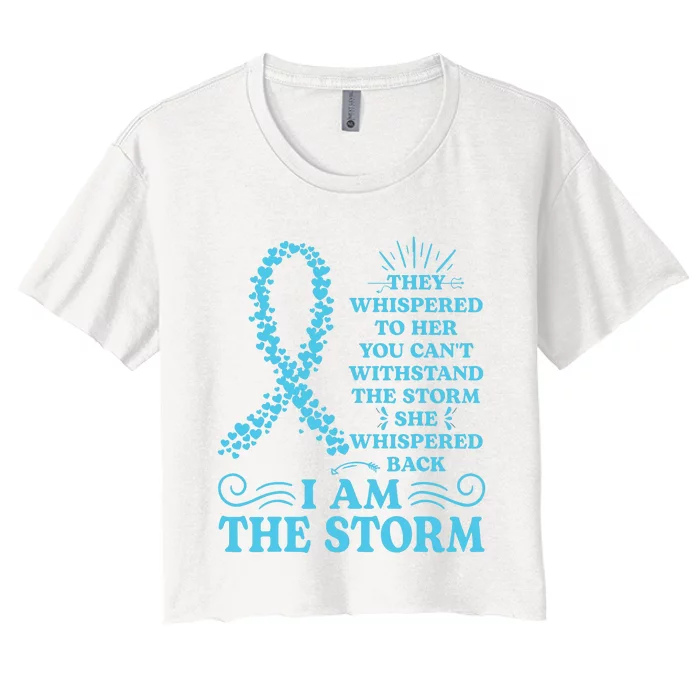 IM The Storm Warrior Teal Ribbon Women Ovarian Cancer Gift Women's Crop Top Tee