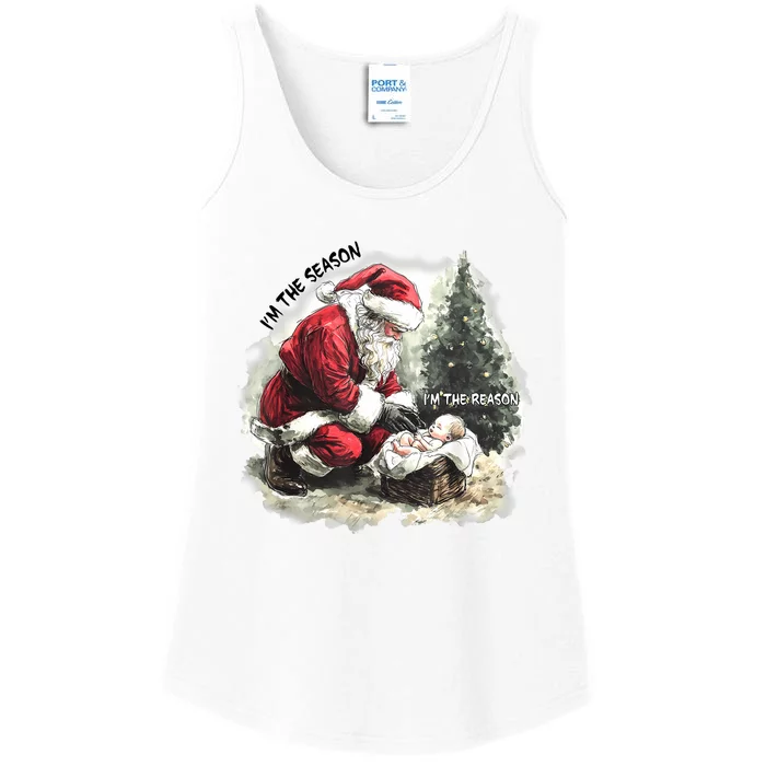 IM The Season Santa Claus IM The Reason Jesus Ladies Essential Tank