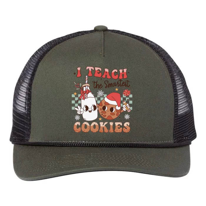 I Teach Smartest Cookies Teacher Christmas Milk And Cookies Retro Rope Trucker Hat Cap