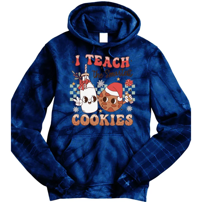 I Teach Smartest Cookies Teacher Christmas Milk And Cookies Tie Dye Hoodie