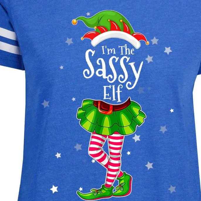 I'm The Sassy Elf Matching Christmas Costume Shirt Enza Ladies Jersey Football T-Shirt