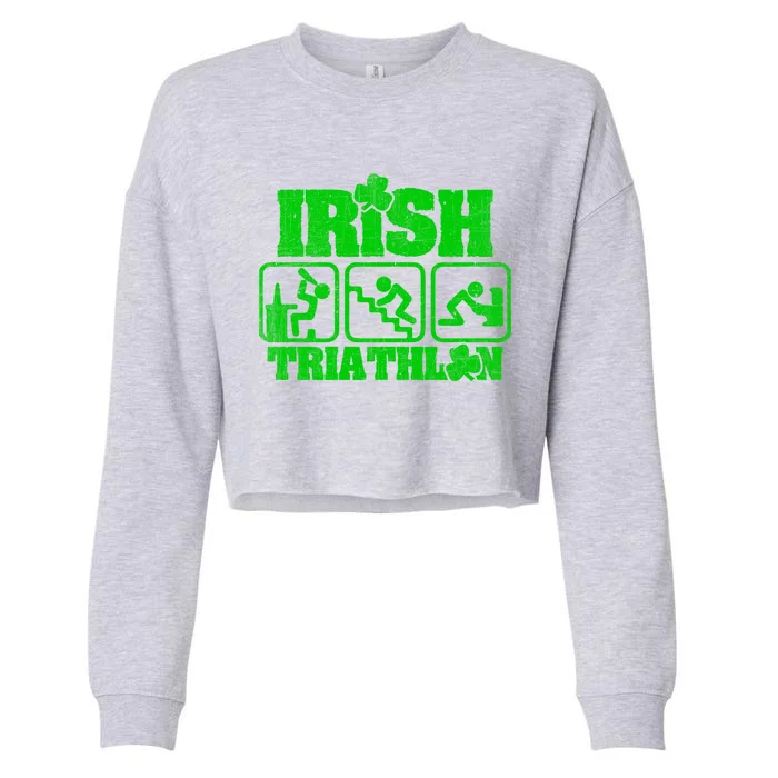 Irish Triathlon Shamrock St Patrick's Day Ing Gift Cropped Pullover Crew