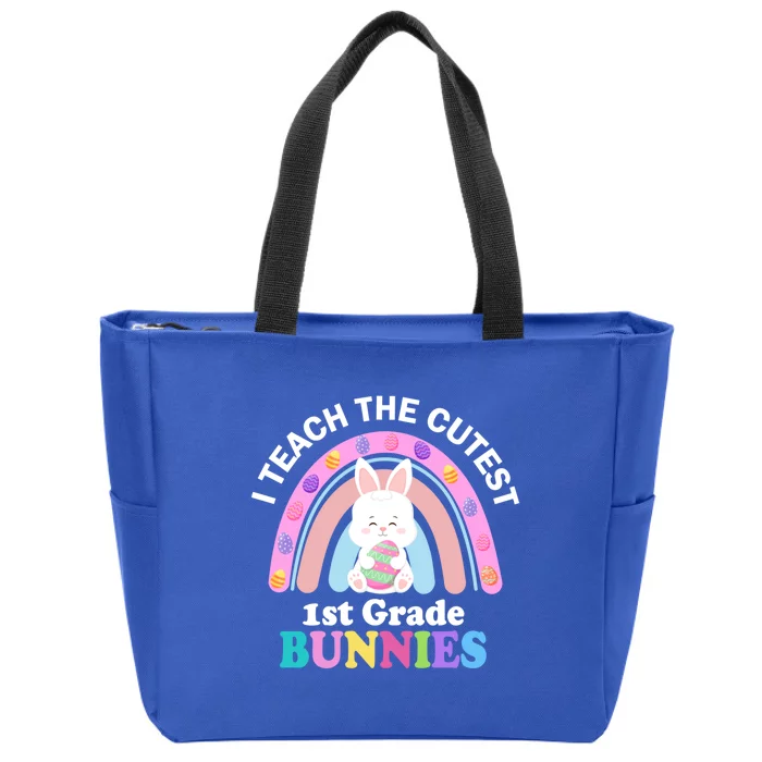 I Teach The Cutest 1st Grade Bunnies Teacher Easter Day Cute Gift Zip Tote Bag