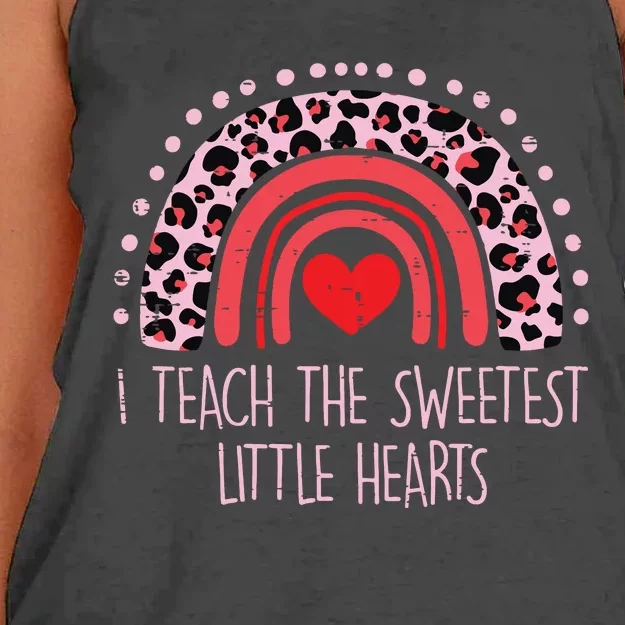 I Teach The Sweetest Hearts Rainbow Teacher Valentines Day Women's Knotted Racerback Tank