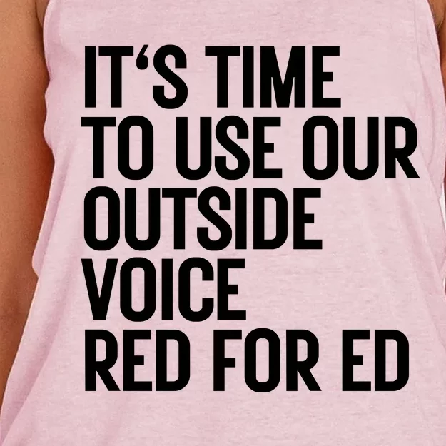 ItS Time To Use Our Outside Voice Red For Ed Women's Knotted Racerback Tank