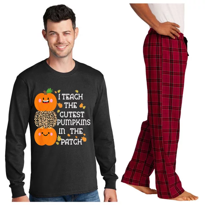 I Teach The Cutest Pumpkins In The Patch Leopard For Teacher Long Sleeve Pajama Set