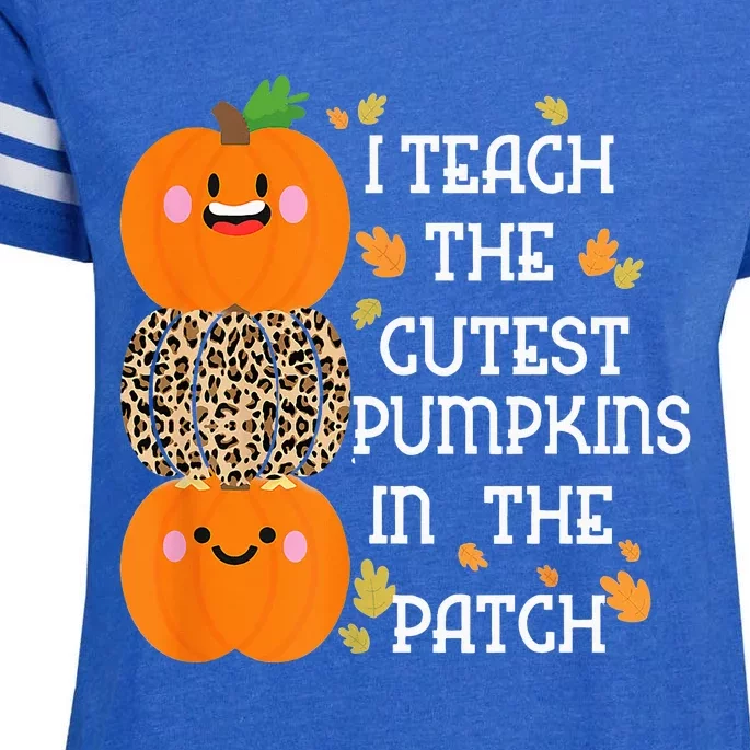 I Teach The Cutest Pumpkins In The Patch Leopard For Teacher Enza Ladies Jersey Football T-Shirt