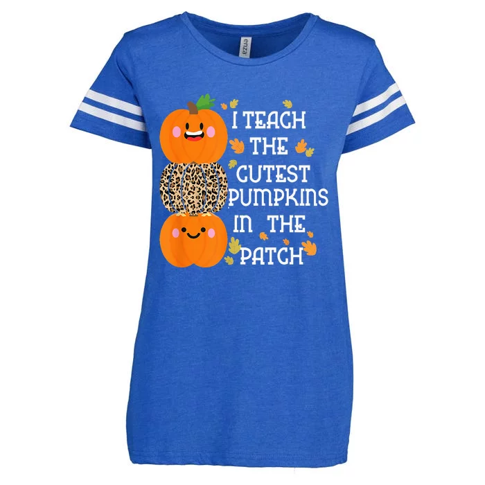 I Teach The Cutest Pumpkins In The Patch Leopard For Teacher Enza Ladies Jersey Football T-Shirt