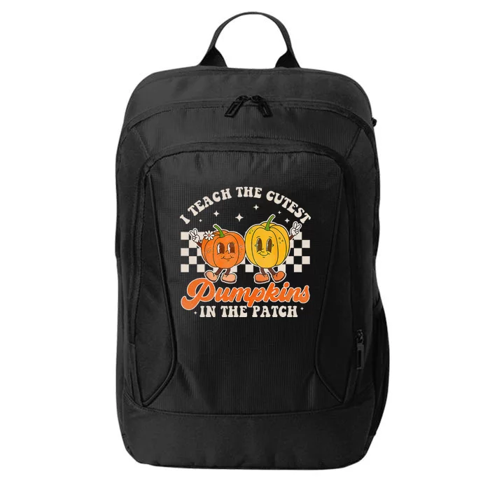 I Teach The Cutest Pumpkins In The Patch Retro Teacher Fall City Backpack