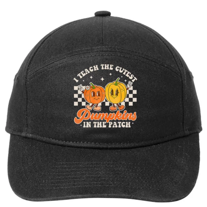 I Teach The Cutest Pumpkins In The Patch Retro Teacher Fall 7-Panel Snapback Hat