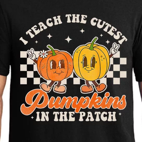 I Teach The Cutest Pumpkins In The Patch Retro Teacher Fall Pajama Set