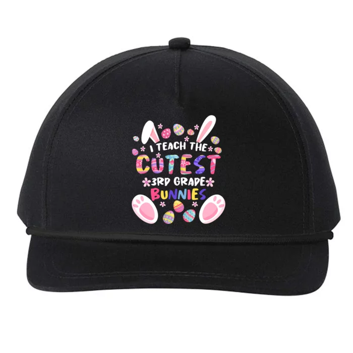 I Teach The Cutest 3rd Grade Bunnies Teacher Easter Day Gift Snapback Five-Panel Rope Hat