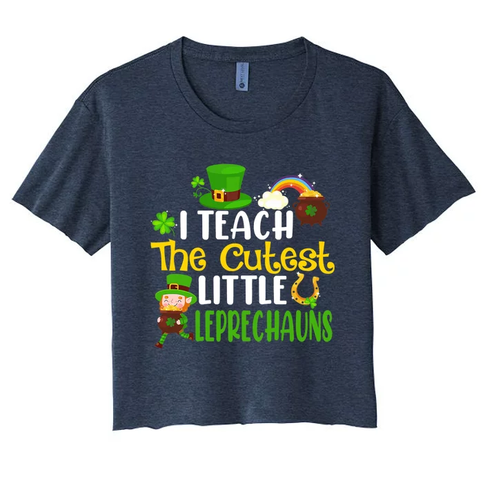 I Teach The Cutest Little Leprechauns Teacher Cute Shamrock Premium Women's Crop Top Tee