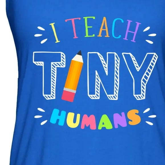 I Teach Tiny Hu Pre Kindergarten Teacher Back To School Gift Ladies Essential Flowy Tank