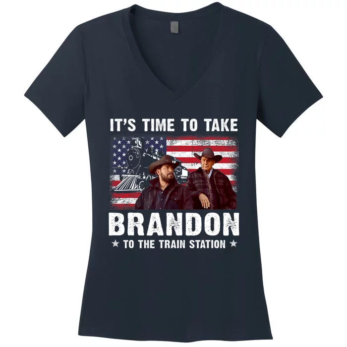 Its Time To Take Brandon To The Train Station Women's V-Neck T-Shirt