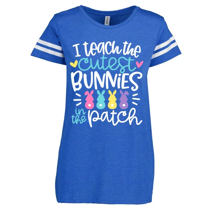 I Teach The Cutest Bunnies In The Patch Easter Teacher Enza Ladies Jersey Football T-Shirt